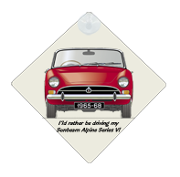 Sunbeam Alpine Series V 1965-68 Car Window Hanging Sign